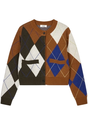 TOMBOY colour-block argyle cardigan - Brown