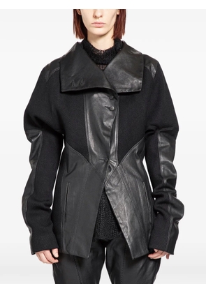 YEHUAFAN asymmetric leather jacket - Black