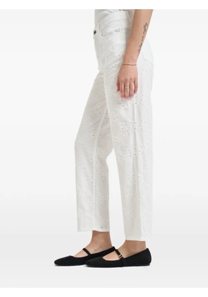 LIU JO floral-embroidered trousers - White