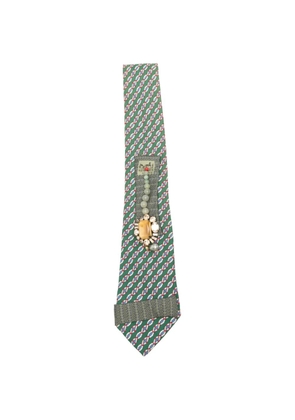 A.N.G.E.L.O. Vintage Upcycling x Stefania Bertoni customised Hermès beaded silk tie - Green