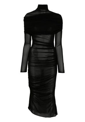 Mugler sheer ruched dress - Black