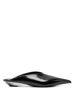 Mugler patent leather fang flat mules - Black