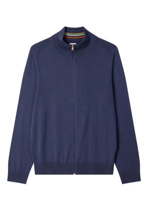 Paul Smith zip-neck ribbed-cuff cardigan - Blue