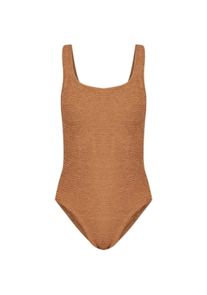 Hunza G square neck crinkle swimsuit - Neutrals