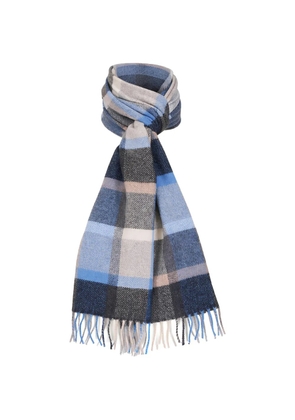 Chelsey Imports check-pattern fringed scarf - Blue
