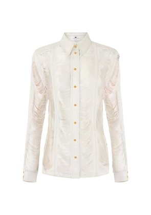 Elisabetta Franchi distressed fringed shirt - Neutrals