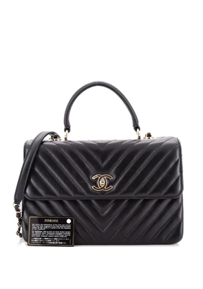 CHANEL Pre-Owned Trendy CC Top Handle Bag Chevron Lambskin Medium satchel - Black
