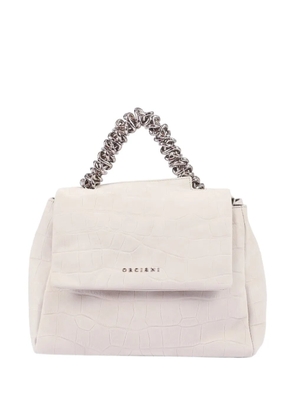 Orciani crocodile-effect chain-link shoulder bag - White