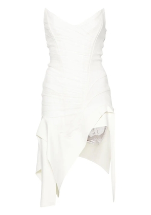 Mugler asymmetric bustier mini dress - Neutrals
