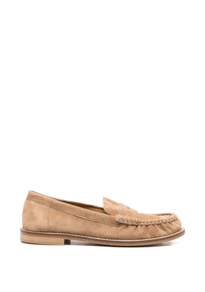 Julie Dee penny-strap suede loafers - Neutrals