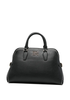 ERMANNO FIRENZE small Amy logo topstitch leather tote bag - Black