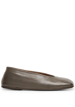 Marsèll leather square-toe ballerina shoes - Brown