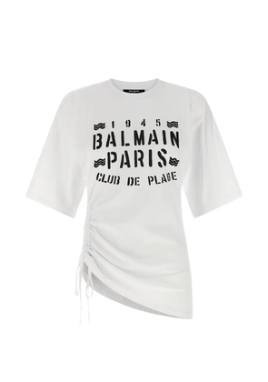 Balmain drawstring print-detail T-shirt - White