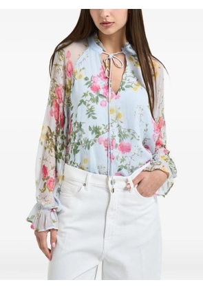 LIU JO ruffled floral-print blouse - Blue