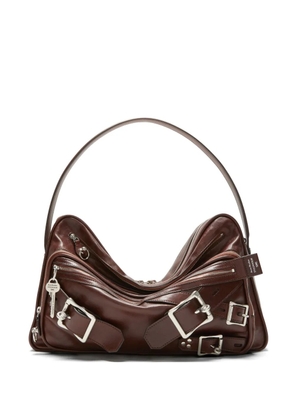 Acne Studios blucke-detail leather shoulder bag - Brown
