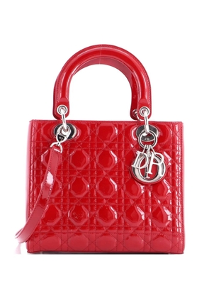 Christian Dior Pre-Owned Lady Dior Bag Cannage Quilt Patent Medium satchel - Red