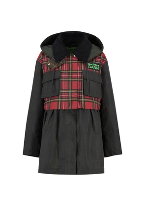 Barbour x Ganni plaid-pattern coat - Black