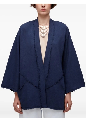 Osklen frayed-edge open coat - Blue