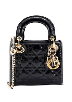 Christian Dior Pre-Owned Lady Dior Chain Bag Cannage Quilt Patent Mini satchel - Black