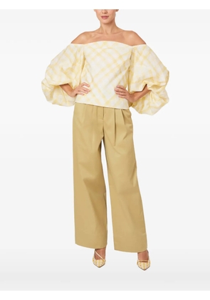 Rosie Assoulin off-shoulder plaid top - Yellow