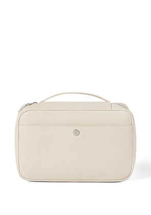 Brunello Cucinelli fine grain leather travel beauty case - Neutrals