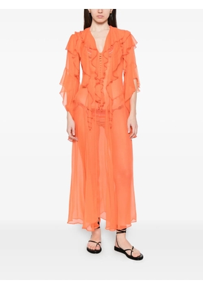 Erika Cavallini ruffled midi dress - Orange
