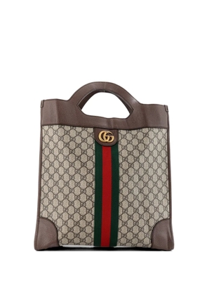 Gucci Pre-Owned Ophidia Cut Out Handle Bag GG Coated Canvas with Leather Large satchel - Brown