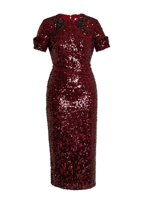 ERDEM sequin-embellished short-sleeve midi dress - Red