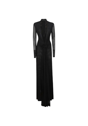 David Koma floral-appliqué maxi dress - Black