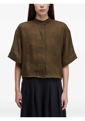 Osklen frayed collar linen shirt - Brown