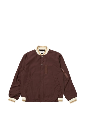 Universal Works NS striped-trim bomber jacket - Brown
