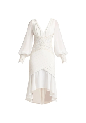 Tadashi Shoji lace-panelled midi dress - White