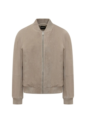 BOSS zip fastening leather jacket - Neutrals
