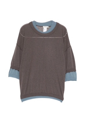 COTEMP contrasting collar top - Brown