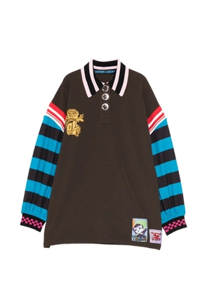 Chopova Lowena striped embellished polo top - Brown