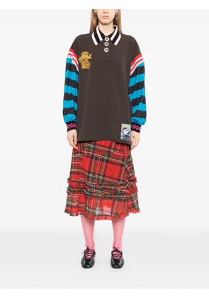 Chopova Lowena striped embellished polo top - Brown