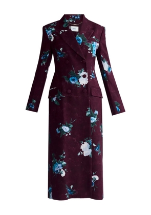 ERDEM floral-print double-breasted coat - Red