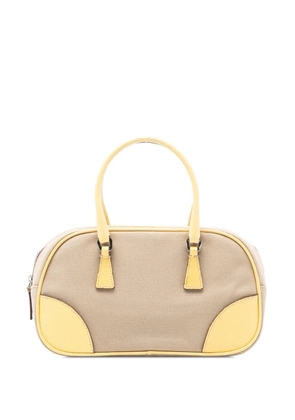 Prada Pre-Owned 2000-2013 Cinghiale Trimmed Canvas Canapa Bauletto Bag handbag - Yellow