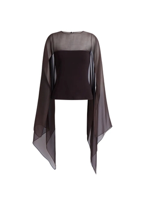 Alberta Ferretti sheer-cape top - Brown