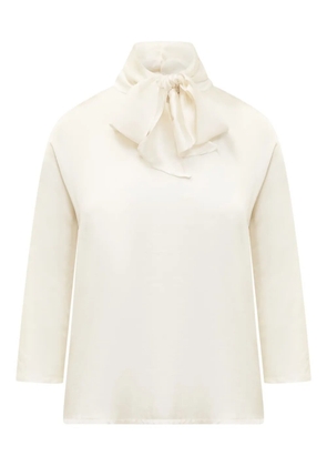 Jucca bow-neck three-quarter sleeve top - Neutrals