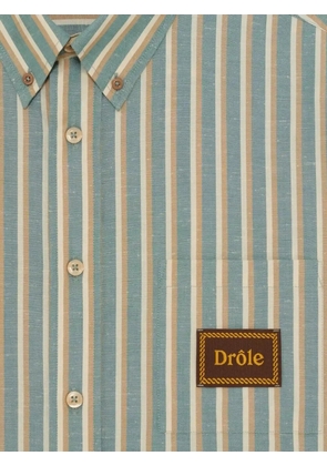 Drôle De Monsieur striped patch shirt - Blue