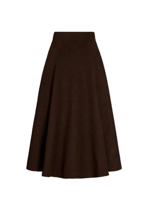 Oscar de la Renta wool tweed pleated skirt - Brown