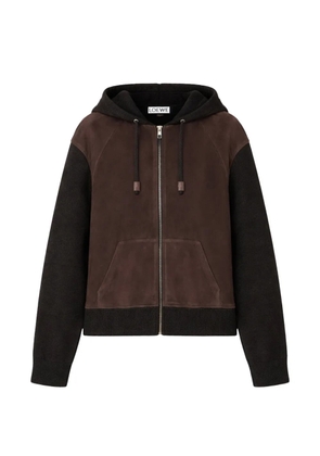 LOEWE drawstring zip-up hoodie - Brown