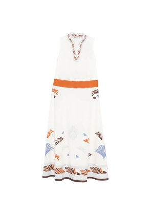 Herno patterned-hem midi dress - White