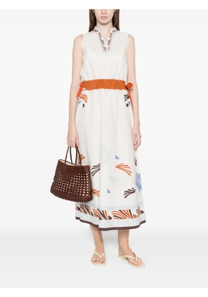Herno patterned-hem midi dress - White
