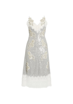 ERDEM floral-appliqués cocktail dress - Neutrals