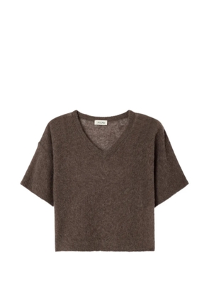 American Vintage Bodyrow short-sleeve V-neck wool jumper - Brown