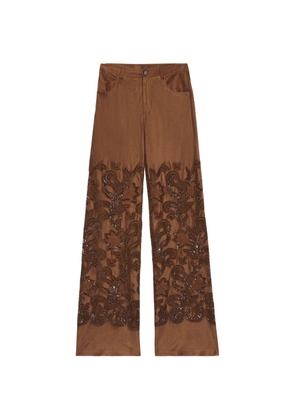 ERMANNO FIRENZE broderie anglaise trousers - Brown