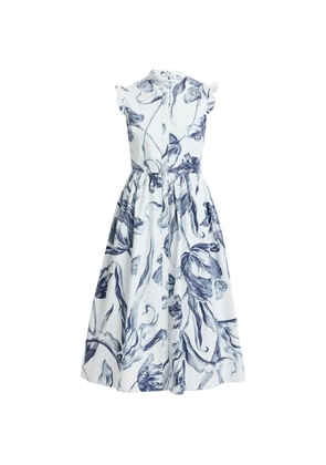 ERDEM ruffled floral midi dress - White