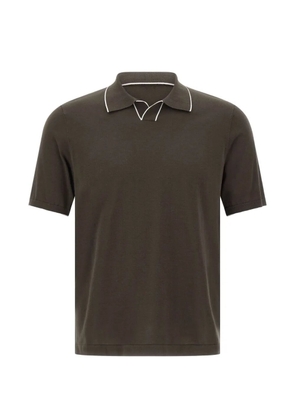Kangra piped-trim polo-collar T-shirt - Brown